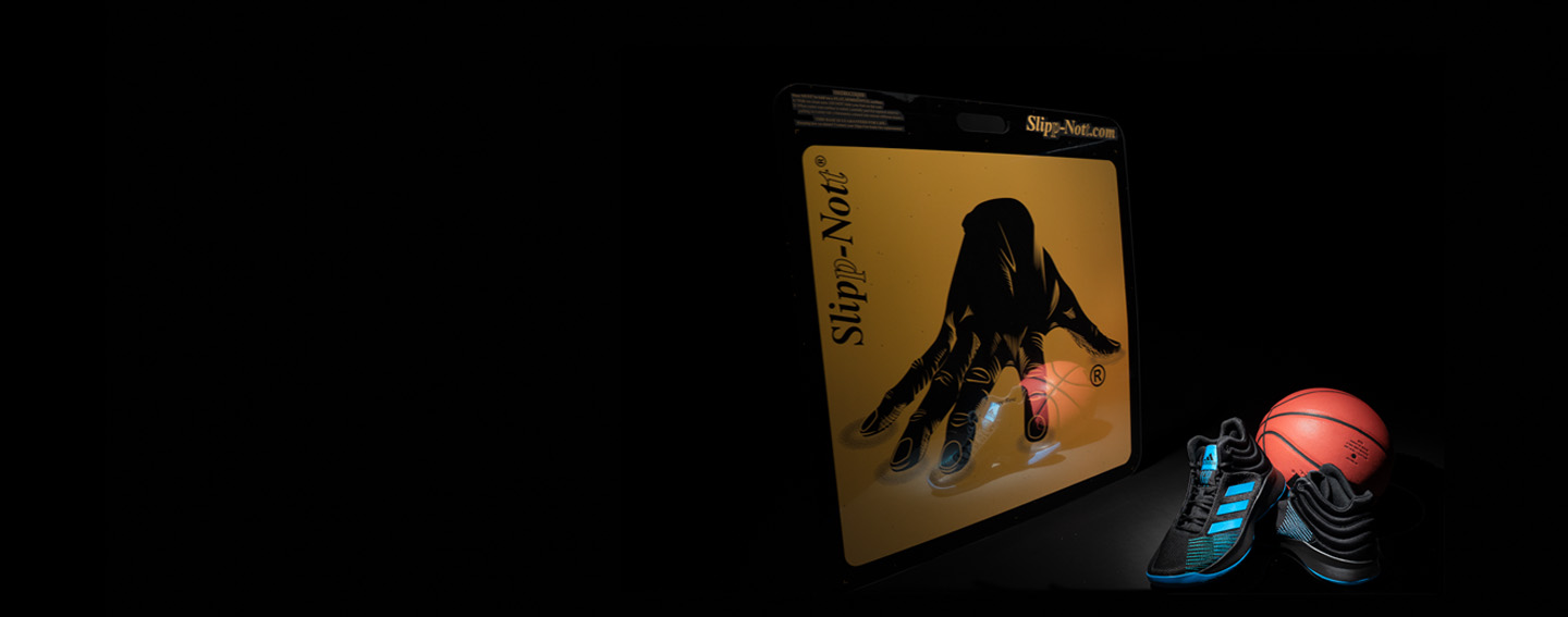 Slipp-Nott Sports Traction Mat with Basketball and Athletic Shoes